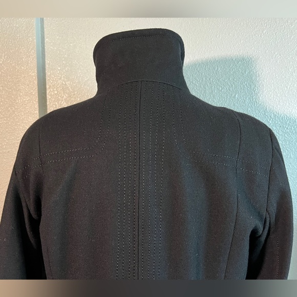 Kenneth Cole Black Wool Blend Funnel Neck Coat Size 14 - Picture 3 of 8